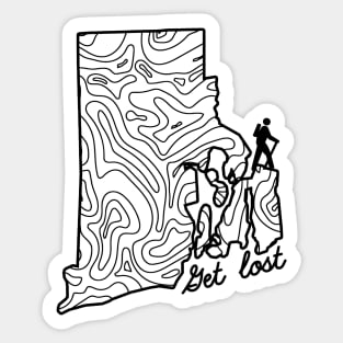 Get Lost Hiking Topographic Art Hike Rhode Island State Map Sticker